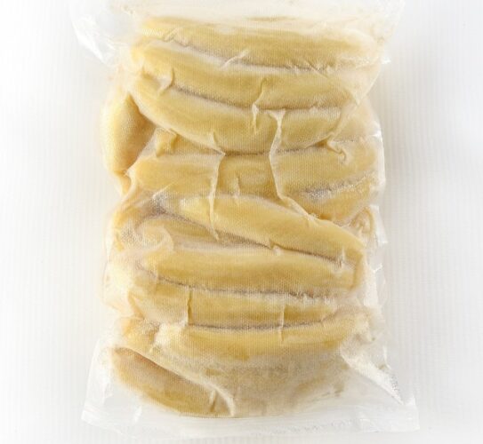 The image is showing whole peeled banana